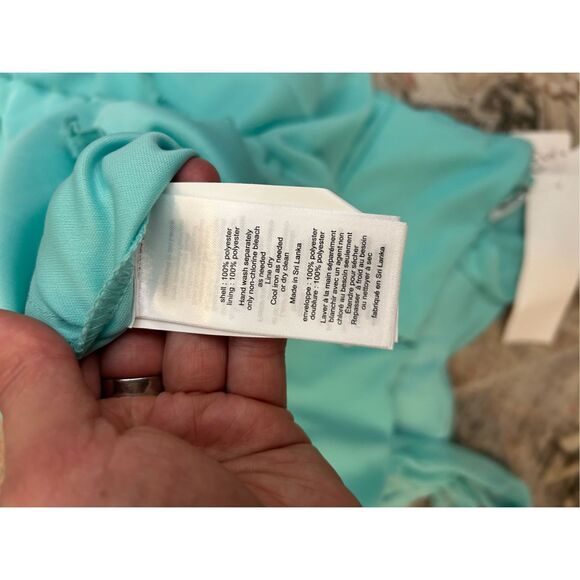 David's Bridal NWT Chiffon Light Teal Ruffle Short Dress - Girl's Sz 14, MP $79 - Picture 9 of 10